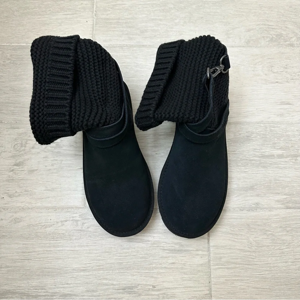 UGG Purl Strap Boot Black Size 7 New